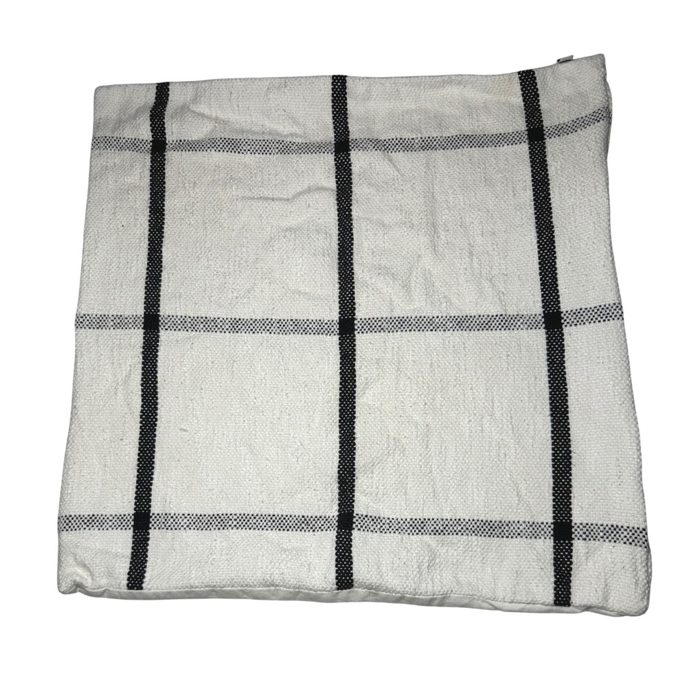Hearth & Hand Magnolia Windowpane Pillow Cover 24x24 Cream Black Plaid